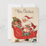 Cartes Pour Fêtes Annuelles Vintage Retro Joyeux Noël Père Noël À Sleigh<br><div class="desc">Vintage Joyeux Noël Père Noël à Sleigh</div>