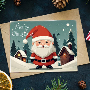Cartes Pour Fêtes Annuelles Vintage Retro Nain Père Noël Noël Plié