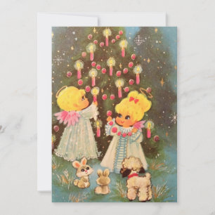 Cartes Pour Fêtes Annuelles Vintage Retro Noël Angles vacances