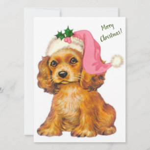 Cartes Pour Fêtes Annuelles Vintage Retro Noël Golden Retriever Puppy
