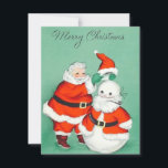 Cartes Pour Fêtes Annuelles Vintage Retro Noël Snowman avec Père Noël<br><div class="desc">Snowman De Noël Rétro vintage Avec Carte De Vacances De Scène D'Hiver Du Père Noël.</div>