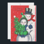 Cartes Pour Fêtes Annuelles Vintage Retro Noël Snowman scène d'hiver<br><div class="desc">Carte vintage Retro Noël Snowman Couple Winter Scene Carte de vacances.</div>