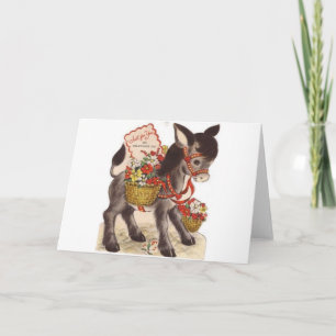 Cartes Pour Fêtes Annuelles Vintage Retro Sweet Little Donkey Valentine's Day