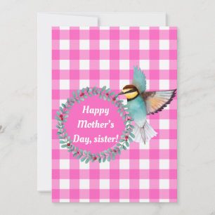 Cartes Pour Fêtes Annuelles Vintage Rose Aquarelle Oiseau Soeur Fête des mères