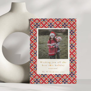 Cartes Pour Fêtes Annuelles Vintage rouge bleu Motif photo verticale Noël