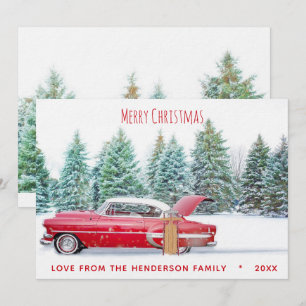 Cartes Pour Fêtes Annuelles Vintage Rouge Chevy des années 50 Joyeux Noël Fête