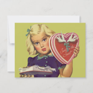 Cartes Pour Fêtes Annuelles Vintage Saint Valentin, Fille au chocolat