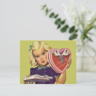 Cartes Pour Fêtes Annuelles Vintage Saint Valentin, Fille au chocolat