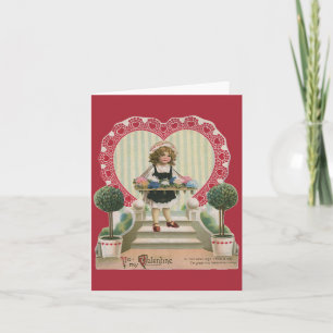 Cartes Pour Fêtes Annuelles Vintage Saint Valentin, Fille aux Fleurs