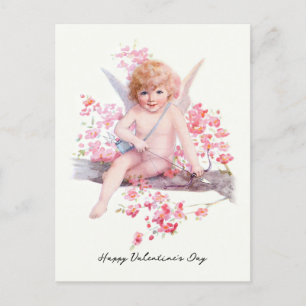 Cartes Pour Fêtes Annuelles Vintage Saint Valentin souriante cupide avec cou