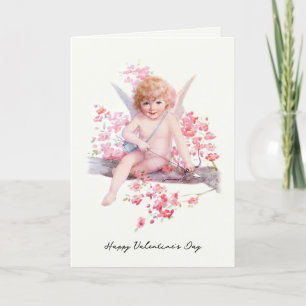 Cartes Pour Fêtes Annuelles Vintage Saint Valentin souriante cupide avec cou
