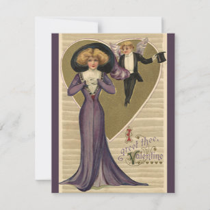 Cartes Pour Fêtes Annuelles Vintage Saint-Valentin victorienne, dame en violet