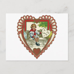 Cartes Pour Fêtes Annuelles Vintage Saint Valentin victorienne, Garçon en coeu