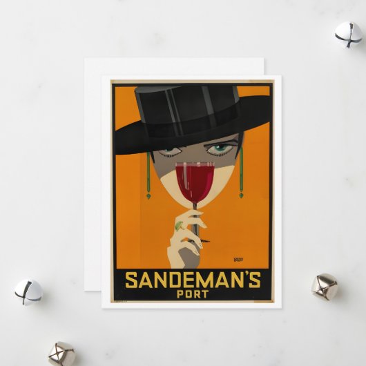 Cartes Pour Fêtes Annuelles Vintage Sandeman Ad (Devant/Arrière en situation)