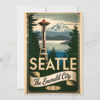 Vintage Seattle Washington Emerald City Rétro 