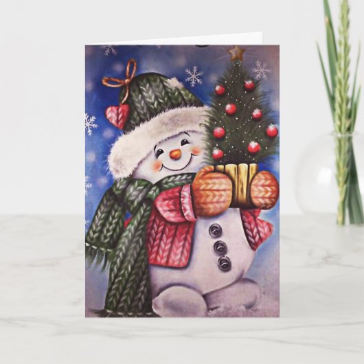 Cartes Pour Fêtes Annuelles Vintage Snowman (Devant)