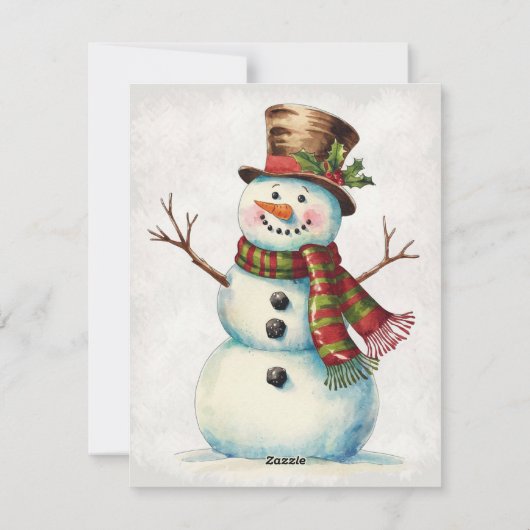 Cartes Pour Fêtes Annuelles Vintage Snowman (Dos)
