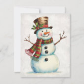Cartes Pour Fêtes Annuelles Vintage Snowman (Devant)