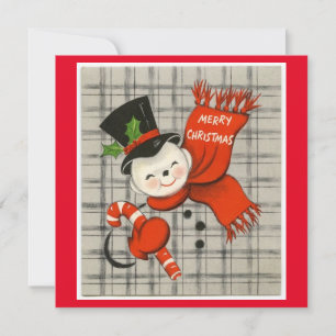 Cartes Pour Fêtes Annuelles Vintage Snowman De Noël Avec Sucre de canne