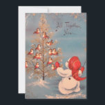 Cartes Pour Fêtes Annuelles Vintage Snowman Faire chanter les oiseaux<br><div class="desc">Carte de Noël vintage et mignonne. Avec un bonhomme de neige qui enseigne aux oiseaux à chanter dans la neige.</div>