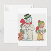 Cartes Pour Fêtes Annuelles Vintage Snowman Valentine (Devant / Derrière)