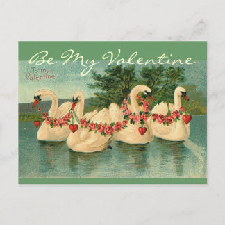 Cartes Pour Fêtes Annuelles Vintage Swimming Swans to My Valentine