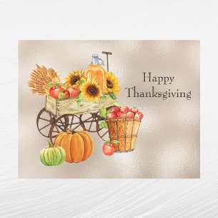 Cartes Pour Fêtes Annuelles Vintage Tan Wagon Tournesol Produire Thanksgiving