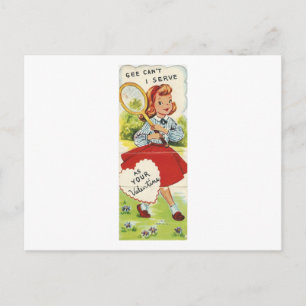 Cartes Pour Fêtes Annuelles Vintage Tennis fille Valentine