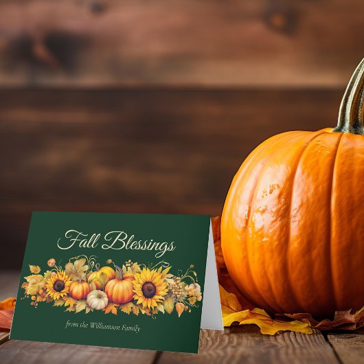 Cartes Pour Fêtes Annuelles Vintage Thanksgiving Citrouilles Green Fall Blessu