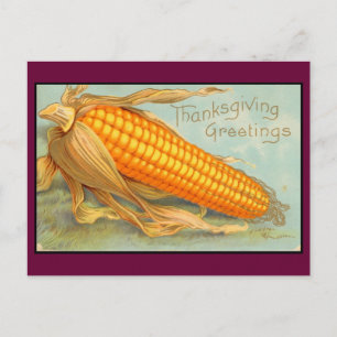 Cartes Pour Fêtes Annuelles Vintage Thanksgiving Corn Husk
