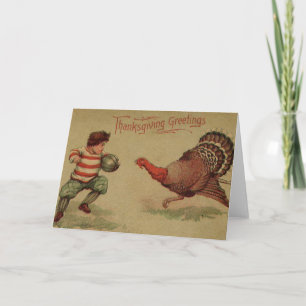 Cartes Pour Fêtes Annuelles Vintage Thanksgiving Football and Turkey