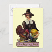 Cartes Pour Fêtes Annuelles Vintage Thanksgiving Joy (Devant / Derrière)