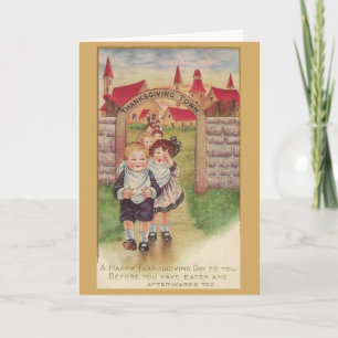 Cartes Pour Fêtes Annuelles Vintage - Thanksgiving Town,