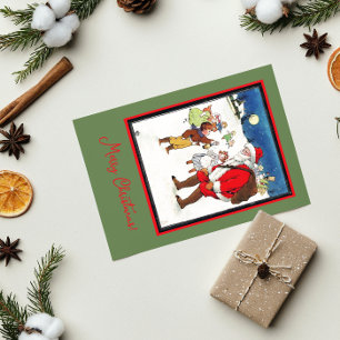 Cartes Pour Fêtes Annuelles Vintage Thème Père Noël Babies Cadeaux Noël