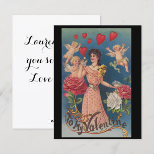 Cartes Pour Fêtes Annuelles Vintage To My Valentine Dame aux Chérubins Roses