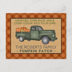 Cartes Pour Fêtes Annuelles Vintage Truck Citrouille Patch Farm Rustic Fall Pl