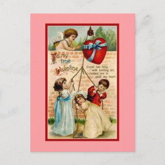 Cartes Pour Fêtes Annuelles Vintage true Valentine, enfant, cupide, heart
