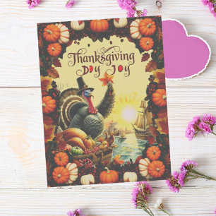 Cartes Pour Fêtes Annuelles Vintage Turquie Thanksgiving Day Joie