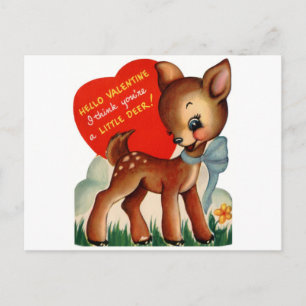 Cartes Pour Fêtes Annuelles Vintage Valentine Baby Deer