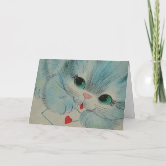 Cartes Pour Fêtes Annuelles Vintage Valentine Kitten (Devant)