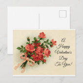 Cartes Pour Fêtes Annuelles Vintage Valentine Roses (Devant / Derrière)