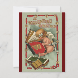 Cartes Pour Fêtes Annuelles Vintage Valentine's Day Angel, livre de lecture mi
