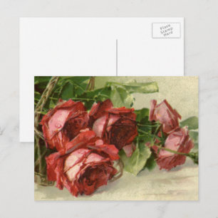 Cartes Pour Fêtes Annuelles Vintage Valentine's Day, Crimson Red Roses