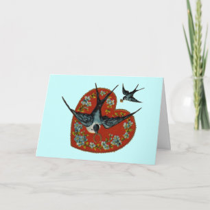 Cartes Pour Fêtes Annuelles Vintage Valentines Jour Coeur et Bruants