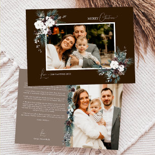 Cartes Pour Fêtes Annuelles Vintage verdure Brown Noël Deux photos