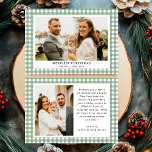 Cartes Pour Fêtes Annuelles Vintage Vert En vichy Plaid Photo Noël<br><div class="desc">Envoyez des voeux chaleureux cette saison de vacances avec la Vintage Green En vichy Plaid Photo Merriest Christmas Holiday Card. Doté d'un charmant motif vert en vichy plaid associé à votre photo de famille préférée, cette carte allie une élégance intemporelle et une joie festive. Parfait pour diffuser la joie des...</div>