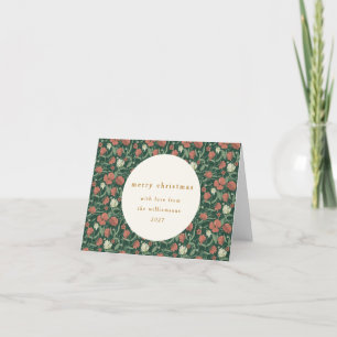 Cartes Pour Fêtes Annuelles Vintage Vert Rouge Floral Personnalisé Noir