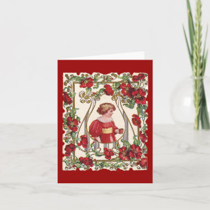 Cartes Pour Fêtes Annuelles Vintage Victorien Valentine's Day Enfant avec Rose