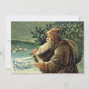 Cartes Pour Fêtes Annuelles Vintage Vieux Monde Père Noël & Arbre de Noël