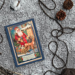 Cartes Pour Fêtes Annuelles Vintage Vieux Noël Bleu Père Noël<br><div class="desc">Ce Vintage Vieux Jour à thème Rétro Noël d'hiver Père Noël avec Reindeer à l'extérieur de la maison Vacances Carte postale avec ancien dactylographier "voeux de Noël" sera parfait pour vos idées cadeaux cette saison de voeux de Noël. Sur le dos, vous pouvez customiser des souhaits avec votre propre et...</div>